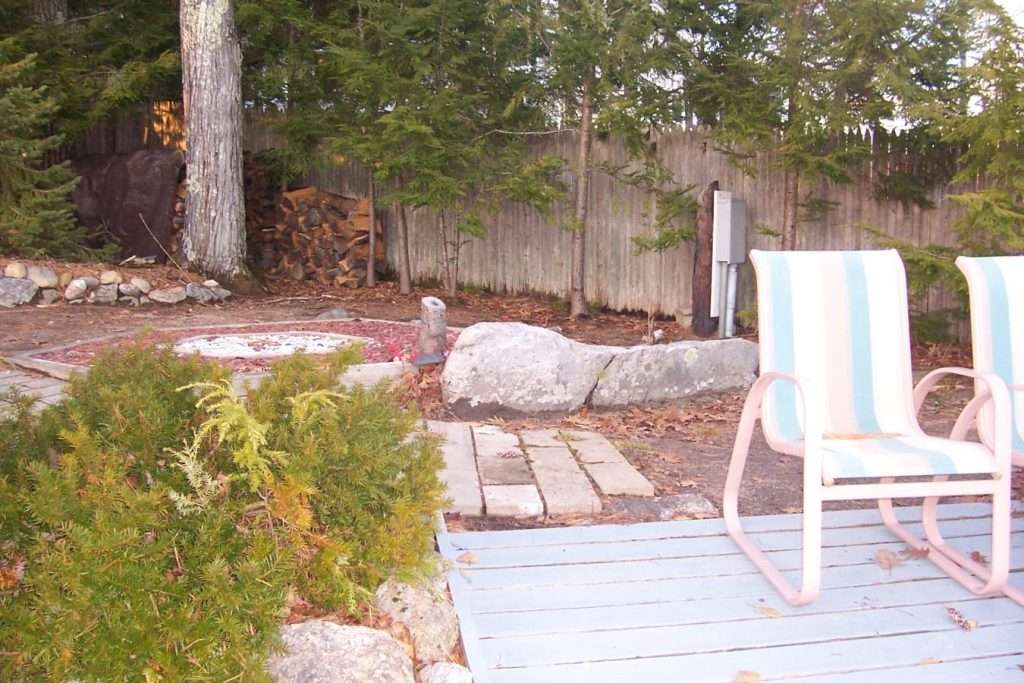 Before photo of a backyard area prior to permeable paver patio installation by Landscapes by Tom in New Hampshire