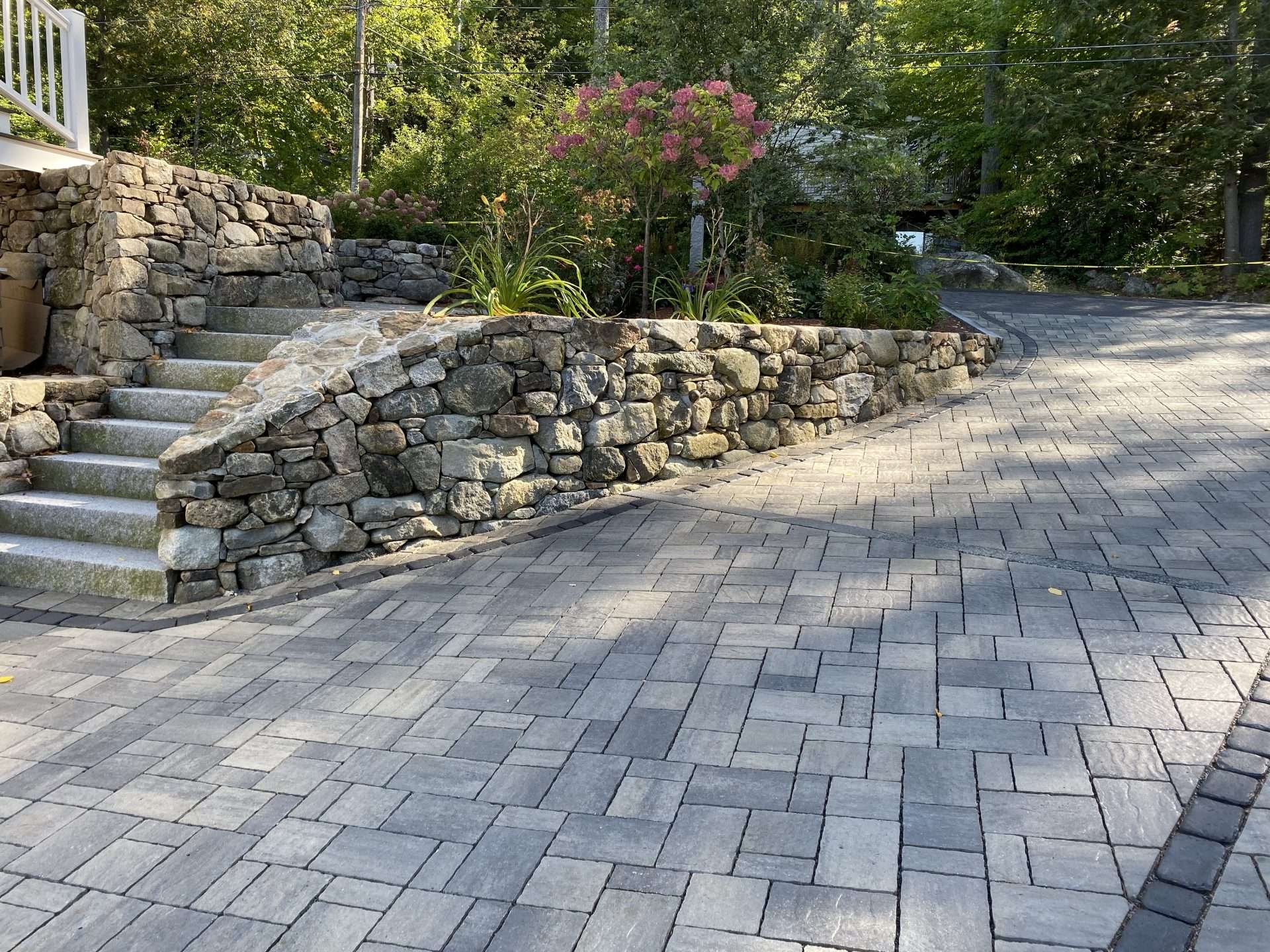 Hardscape design - retaining walls, paver patios, walkways, granite stairs